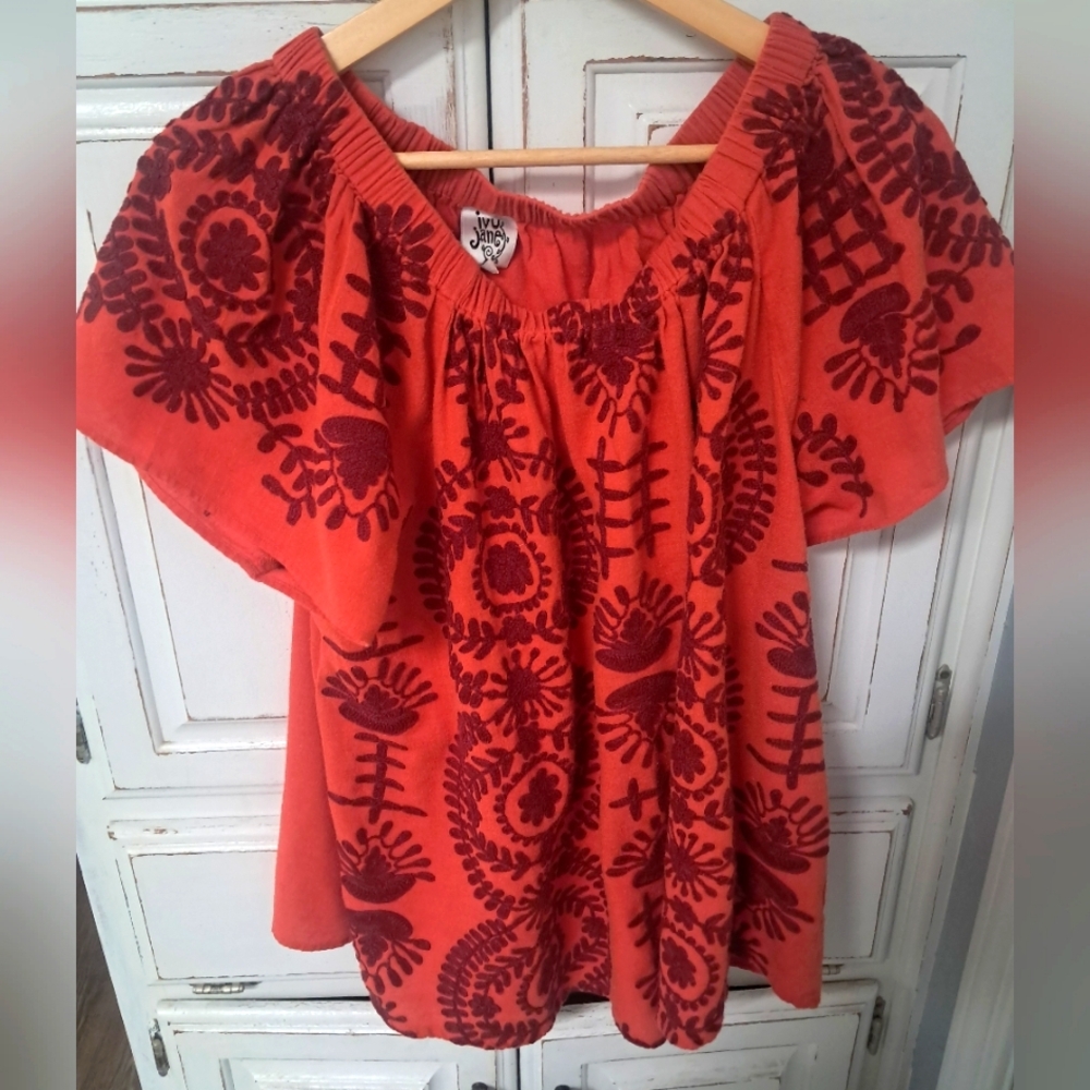 Ivy Jane Orange Embroidered Blouse